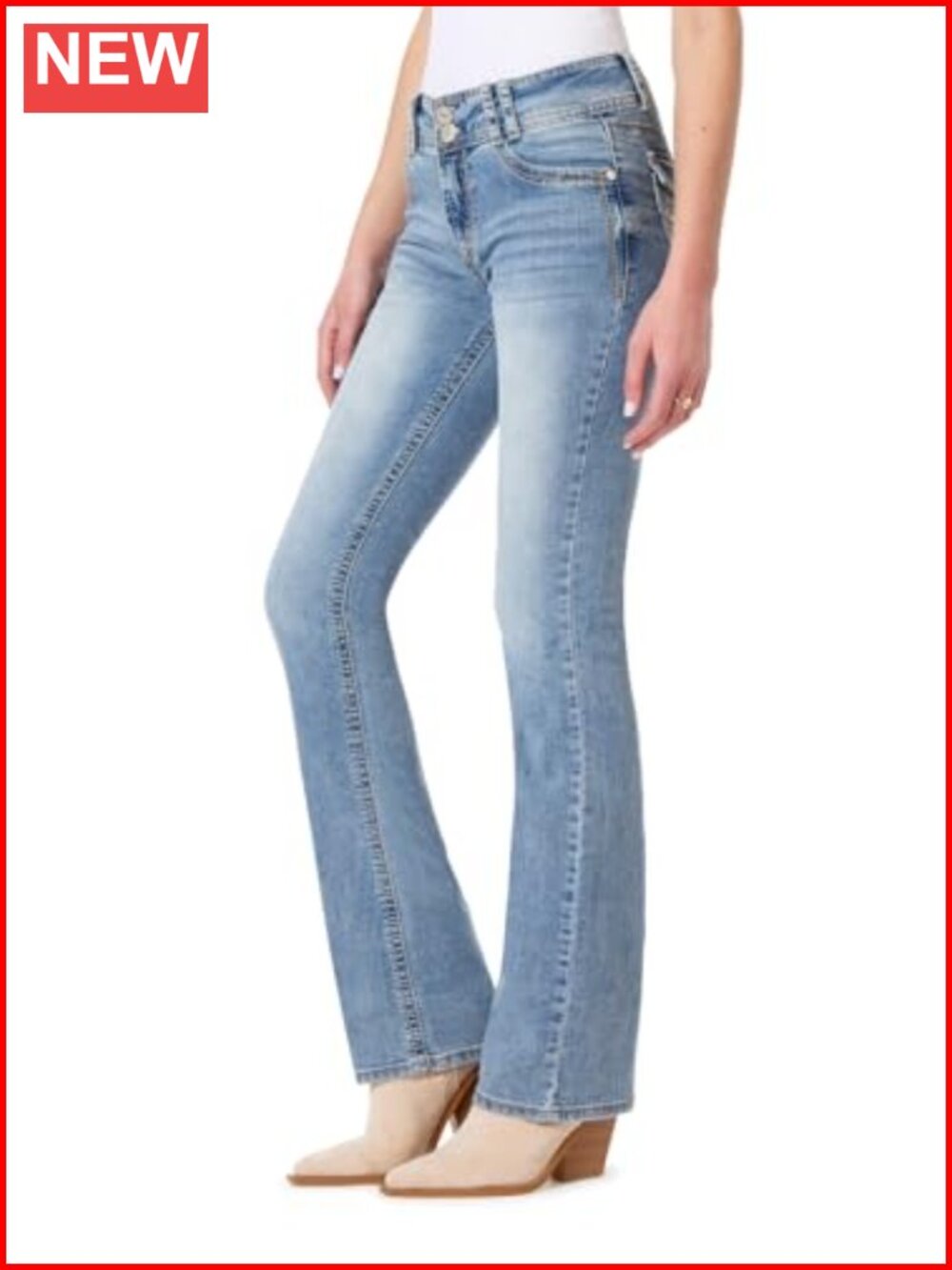 Mid-Rise Bootcut Jeans Curvy Fit Stretch Denim